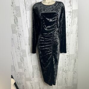 Future Collective Women Dress  Ruched Long Sleeve Open Back Black Size 1X NEW